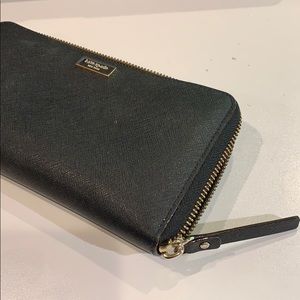 Kate Spade Black zip around continental wallet
